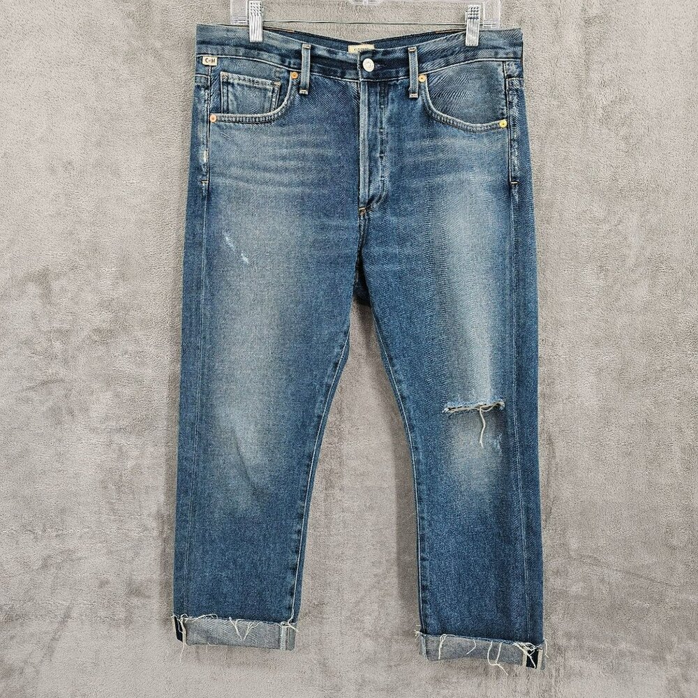 Citizens of Humanity Jean 27 Corey Slouchy Slim Cutoff Hem Distressed Button Fly